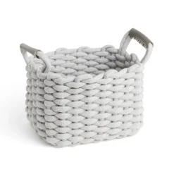 Rangement|Gifi Panière rectangulaire tricot coton gris 28x17xH23cm