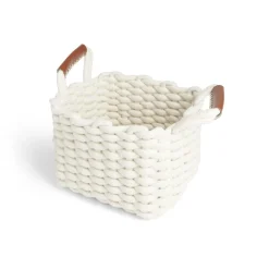 Rangement|Gifi Panière rectangulaire tricot coton blanc 28x17xH23cm