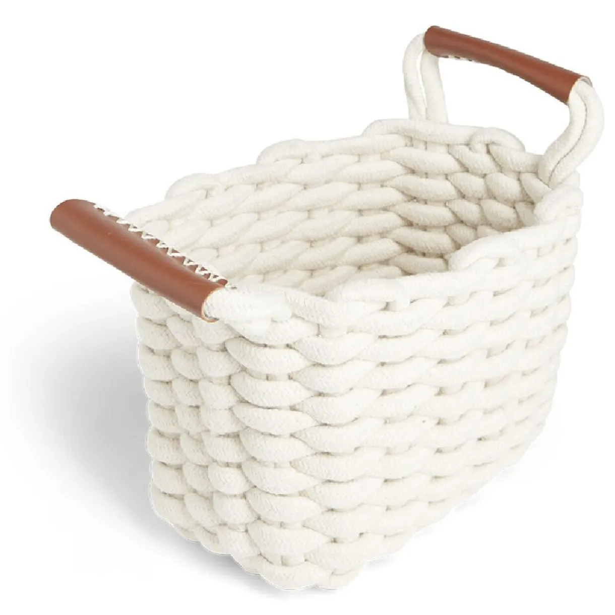 Rangement|Gifi Panière rectangulaire tricot coton blanc 16x14xH24cm