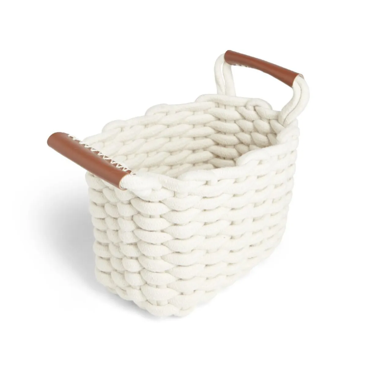 Rangement|Gifi Panière rectangulaire tricot coton blanc 16x14xH24cm