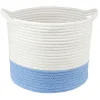Rangement|Gifi Panière ronde bicolore en coton bleu et blanc Ø30xH.25 cm
