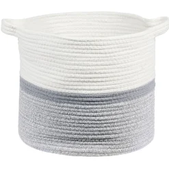 Rangement|Gifi Panière ronde blanche et grise Ø35xH30 cm - HIRO