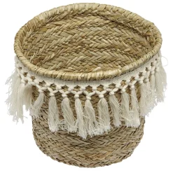 Rangement|Gifi Panière ronde en jonc décor macramé Ø26 cm
