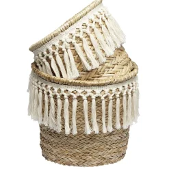 Rangement|Gifi Panière ronde en jonc décor macramé Ø19 cm