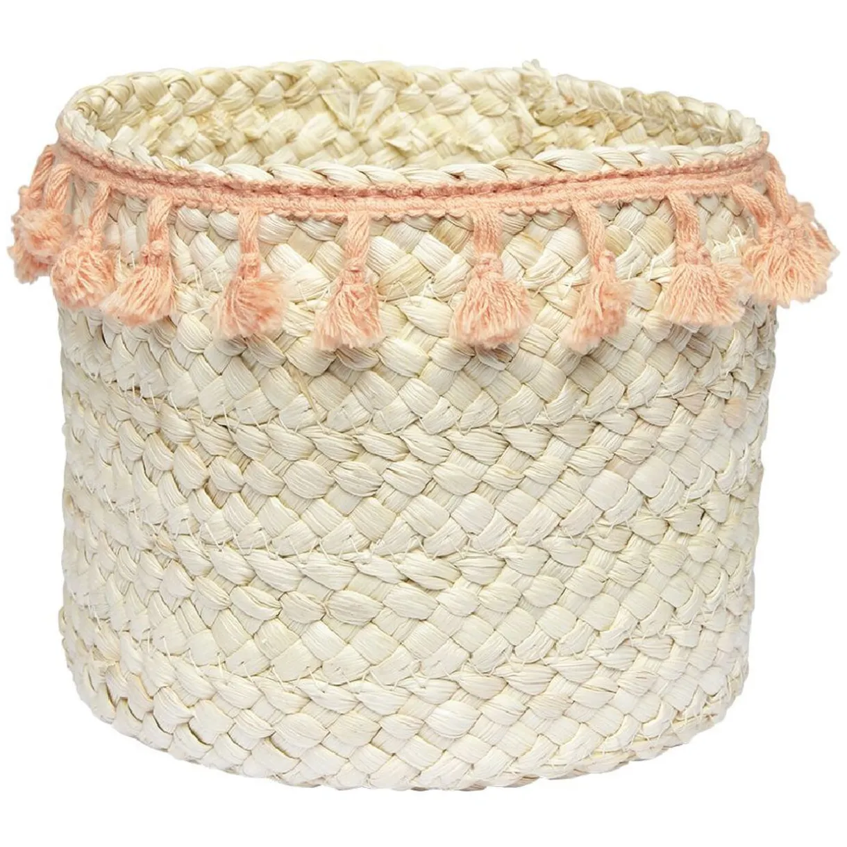 Rangement|Gifi Panière ronde en jonc naturel avec pompons orange Ø19 cm