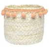 Rangement|Gifi Panière ronde en jonc naturel avec pompons orange Ø16 cm