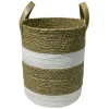 Rangement|Gifi Panière ronde en jute naturel bandes blanches Ø30xH40 cm - LENA