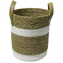 Rangement|Gifi Panière ronde en jute naturel bandes blanches Ø25xH30 cm - LENA