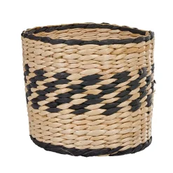 Rangement|Gifi Panière ronde en osier tressé bicolore noir naturel x2