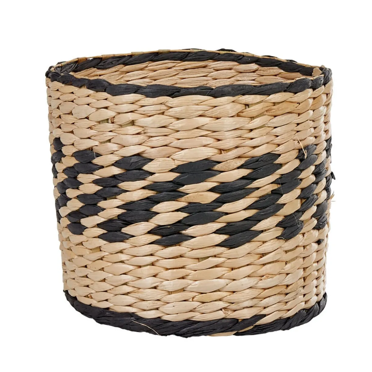 Rangement|Gifi Panière ronde en osier tressé bicolore noir naturel x2