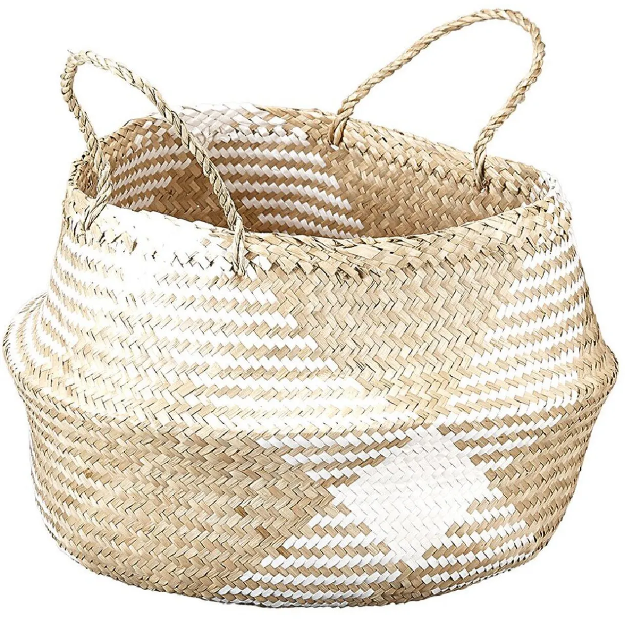 Rangement|Gifi Panière ronde jonc de mer naturel et blanc