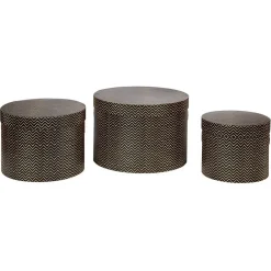 Rangement|Gifi Panière ronde marron motif zig zag doré x 3