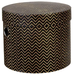Rangement|Gifi Panière ronde marron motif zig zag doré x 3