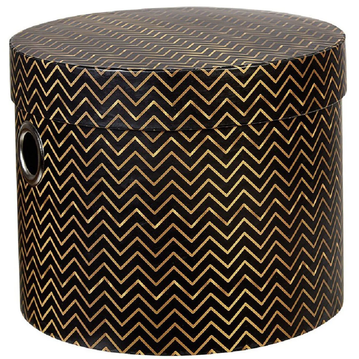 Rangement|Gifi Panière ronde marron motif zig zag doré x 3