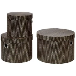 Rangement|Gifi Panière ronde marron motif zig zag doré x 3