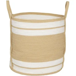 Rangement|Gifi Panière ronde naturel bandes blanches Ø43xH43 cm - SAMI