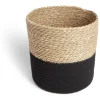 Rangement|Gifi Panière tressée bi-matière coton et jacynthe noir et naturel Ø27xH24cm