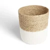 Rangement|Gifi Panière tressée bi-matière coton et jacynthe blanc et naturel Ø24xH24cm