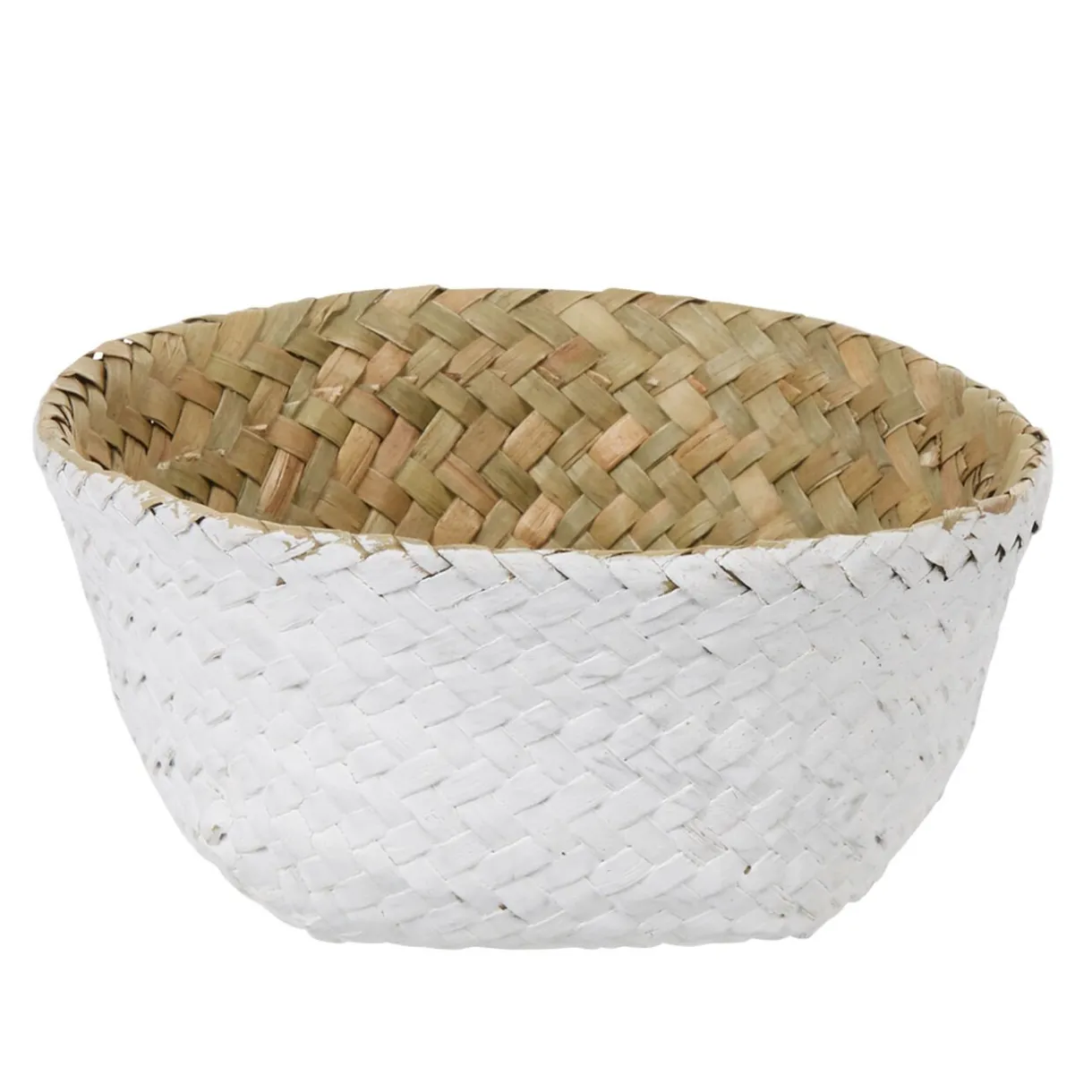Rangement|Gifi Panière tressée jonc de mer bicolore blanc naturel