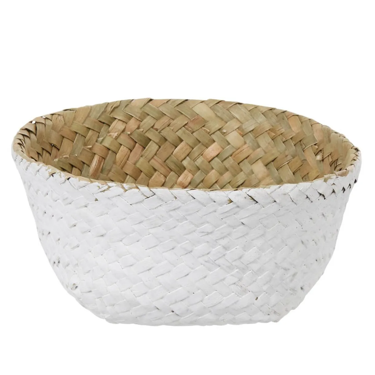 Rangement|Gifi Panière tressée jonc de mer bicolore blanc naturel