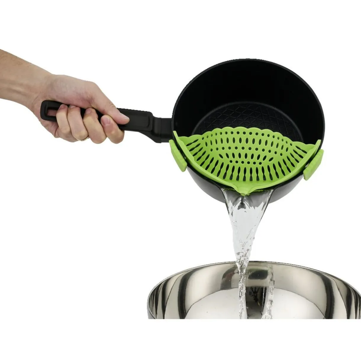 Passoire casserole à clips silicone gris^Gifi Discount