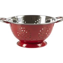 Passoire ronde rouge et grise inox^Gifi