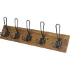 Rangement|Gifi Patère en bambou 5 crochets métal noir L48cm
