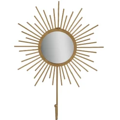 Rangement|Gifi Patère miroir forme soleil métal doré
