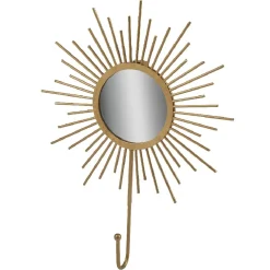 Rangement|Gifi Patère miroir forme soleil métal doré