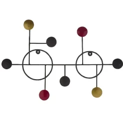 Rangement|Gifi Patère murale 8 crochets ronds métal noir doré rouge