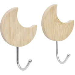 Rangement|Gifi Patère murale forme lune bambou et métal 7xH4,5cm x2