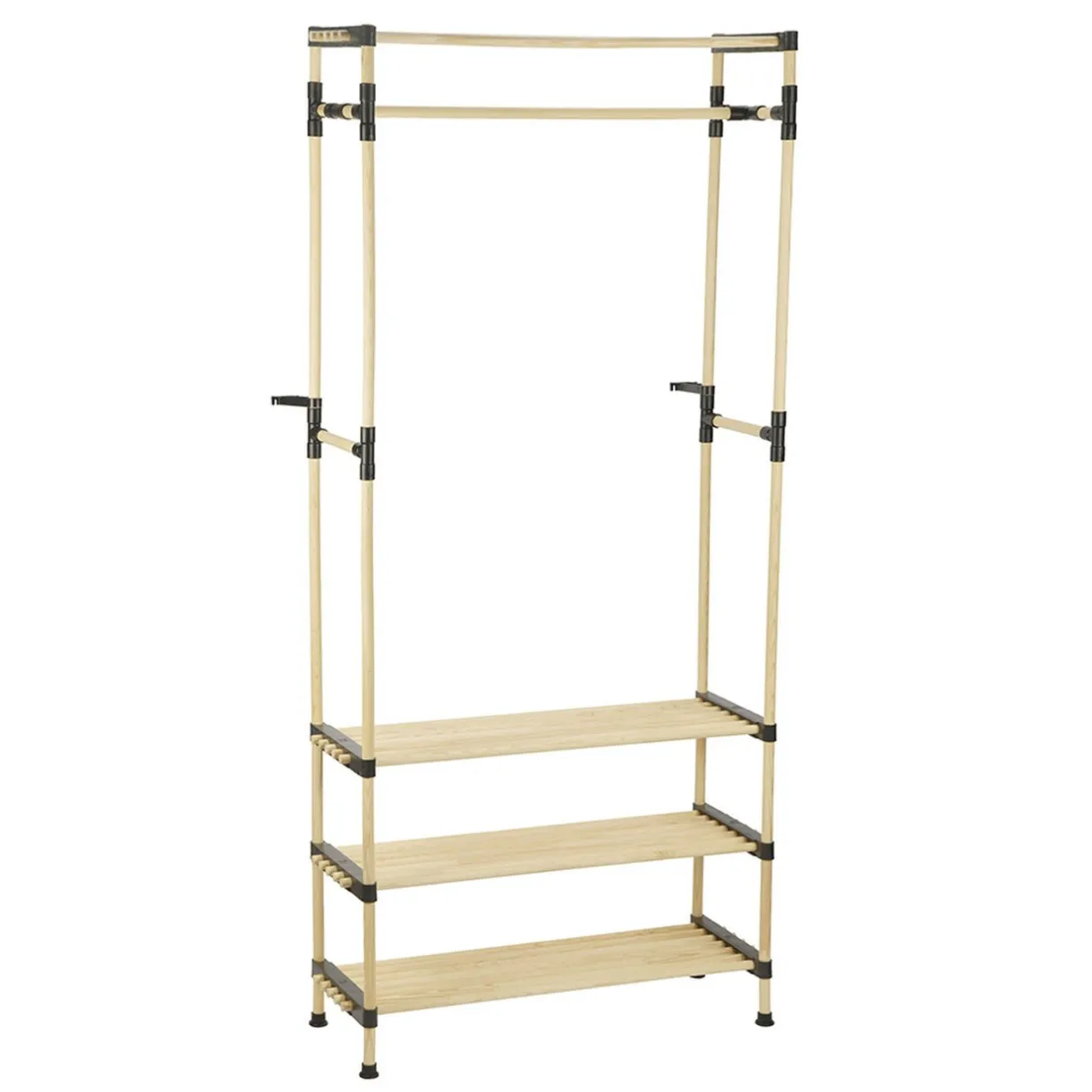 Rangement|Gifi Penderie avec 3 étageres bois beige et plastique noir - 77x28xH164cm