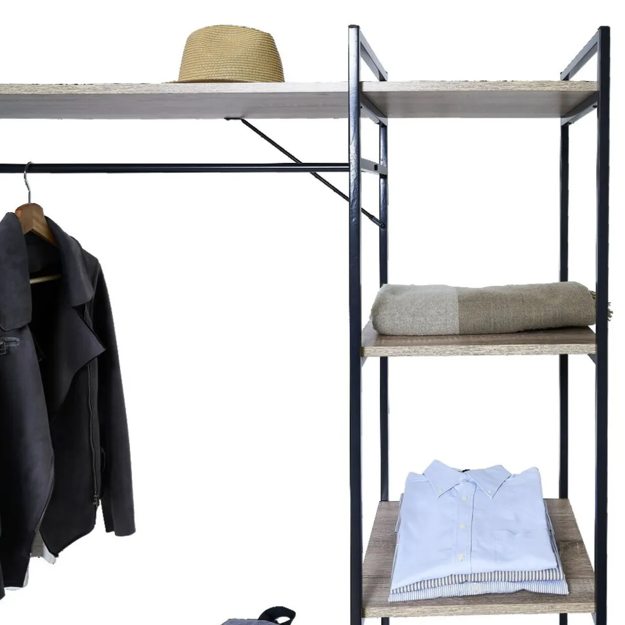 Rangement|Gifi Penderie bois XXL 6 étagères 160x40xH180cm