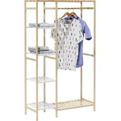 Rangement|Gifi Penderie et étagères en pin couleur bois et blanc