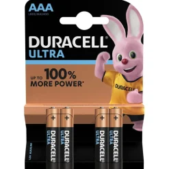 Outlet Gifi Pile alacaline Duracell Ultra AAA 1,5 Volts LR03 - Lot de 4