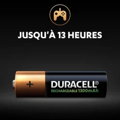 Gifi Pile rechargeable Duracell AA 1300 mAh, LR6 - Lot de 4