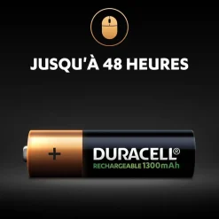 Gifi Pile rechargeable Duracell AA 1300 mAh, LR6 - Lot de 4