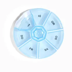 Rangement|Gifi Pilulier 1 semaine 7 compartiments rond plastique bleu Ø8,5cm