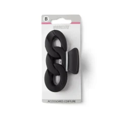 New Gifi Pince à cheveux effet chaîne plastique noir mat 8cm