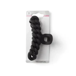Gifi Pince à cheveux effet tressé plastique noir mat 11cm