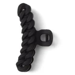 Gifi Pince à cheveux effet tressé plastique noir mat 11cm