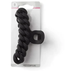 Gifi Pince à cheveux effet tressé plastique noir mat 11cm
