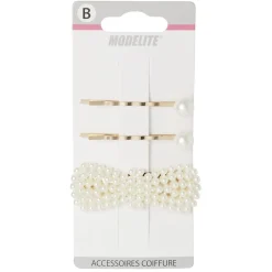 New Gifi Pince guiche + pince clic clac perle dorée L.6 cm x2