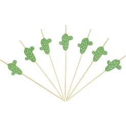 Pique pour apéritif décor pastéque, ananas, cactus ou flamand rose en bambou x30^Gifi
