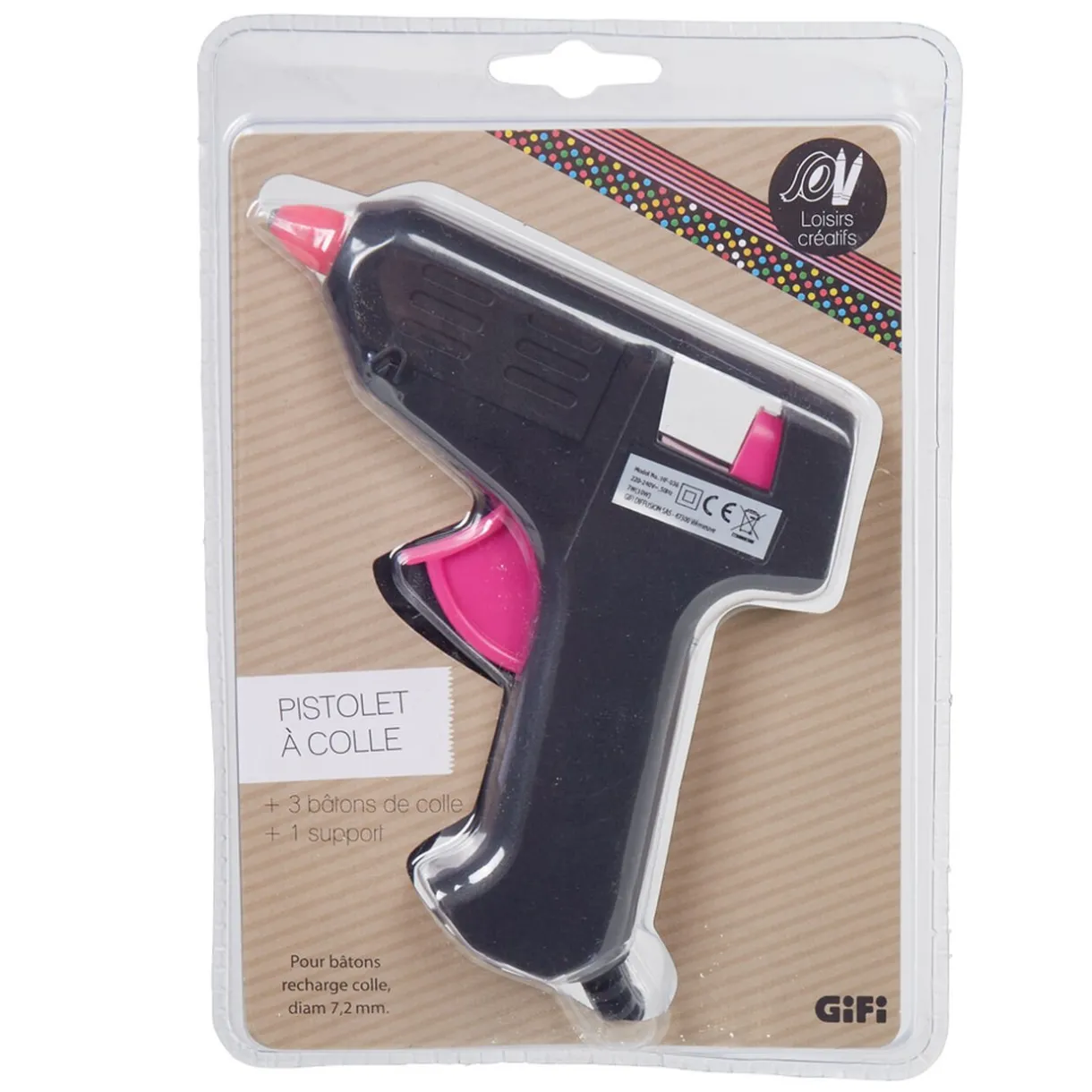 New Gifi Pistolet à colle avec 3 bâtonnets de colle