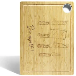 Planche à découper bambou avec rigole et récupérateur de jus 38x28x1,5cm^Gifi New