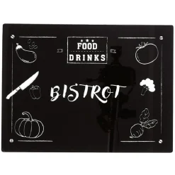 Planche à découper en verre design fruits et légumes noir et blanc^Gifi Outlet