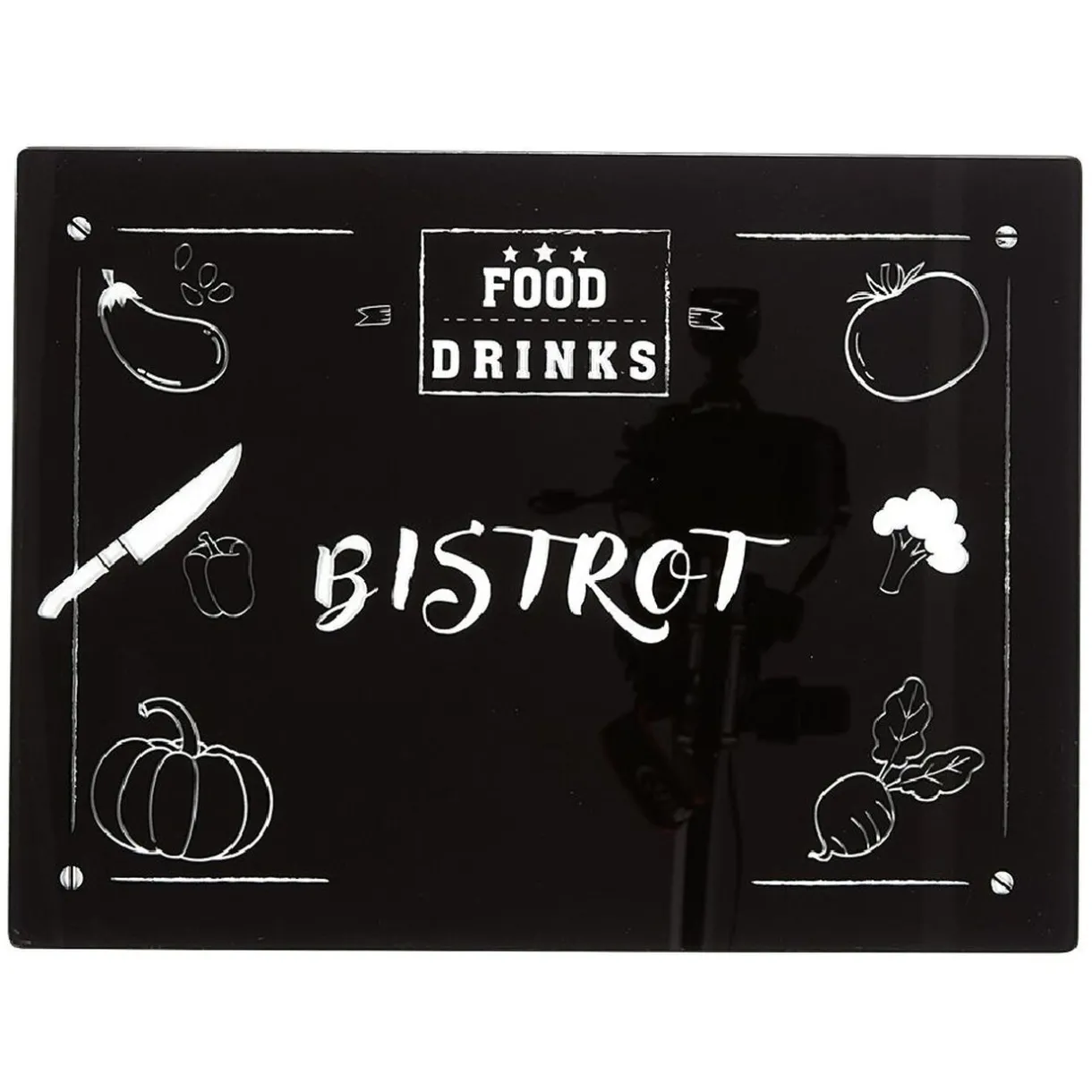 Planche à découper en verre design fruits et légumes noir et blanc^Gifi Outlet