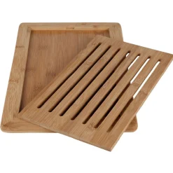Planche à pain en bambou avec récupérateur de miettes 38x34x H1,5cm^Gifi Discount