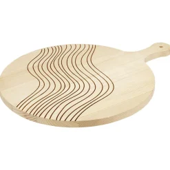 Planche à pizza ronde en bois avec poignée - Ø33xL44xép1,5cm^Gifi Outlet